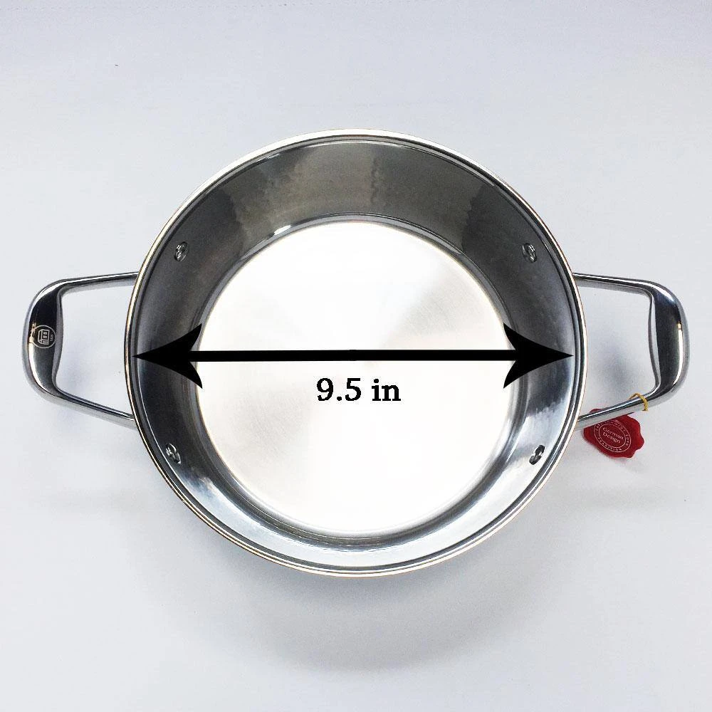 STERN 2.6 Qt. Hammered Stainless Steel Tri-Ply Braiser with Lid by 1829 Carl Schmidt Sohn - Image 2