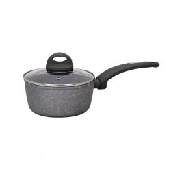 Lava Stone 1.5 qt. Aluminum Nonstick Sauce Pot in Gray with Glass Lid by AMERCOOK