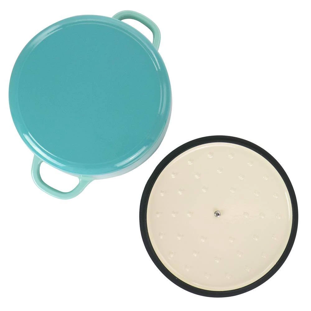 Artisan 2-Piece 5 qt. Aqua Blue Enameled Cast Iron Dutch Oven by Oster - Image 3