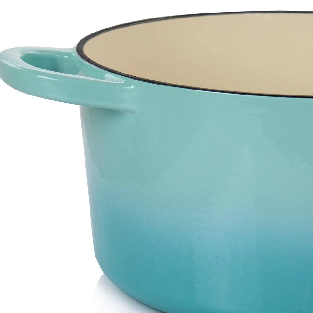 Artisan 2-Piece 5 qt. Aqua Blue Enameled Cast Iron Dutch Oven by Oster - Image 5