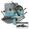 High Performance 17-Piece Aluminum Nonstick Cookware Set in Aqua by Farberware