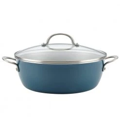 Home Collection 7.5 qt. Aluminum Nonstick Stock Pot in Twilight Teal with Glass Lid by Ayesha Curry