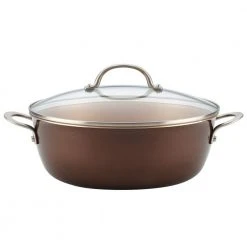 Home Collection 7.5 qt. Aluminum Nonstick Stock Pot in Brown Sugar with Glass Lid by Ayesha Curry