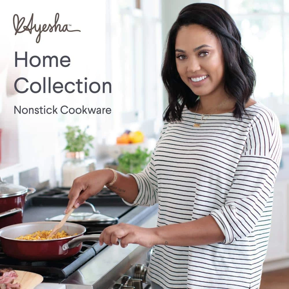 Home Collection 4.5 Qt. Porcelain Enamel Nonstick Covered Saucepot in Sienna Red by Ayesha Curry - Image 5