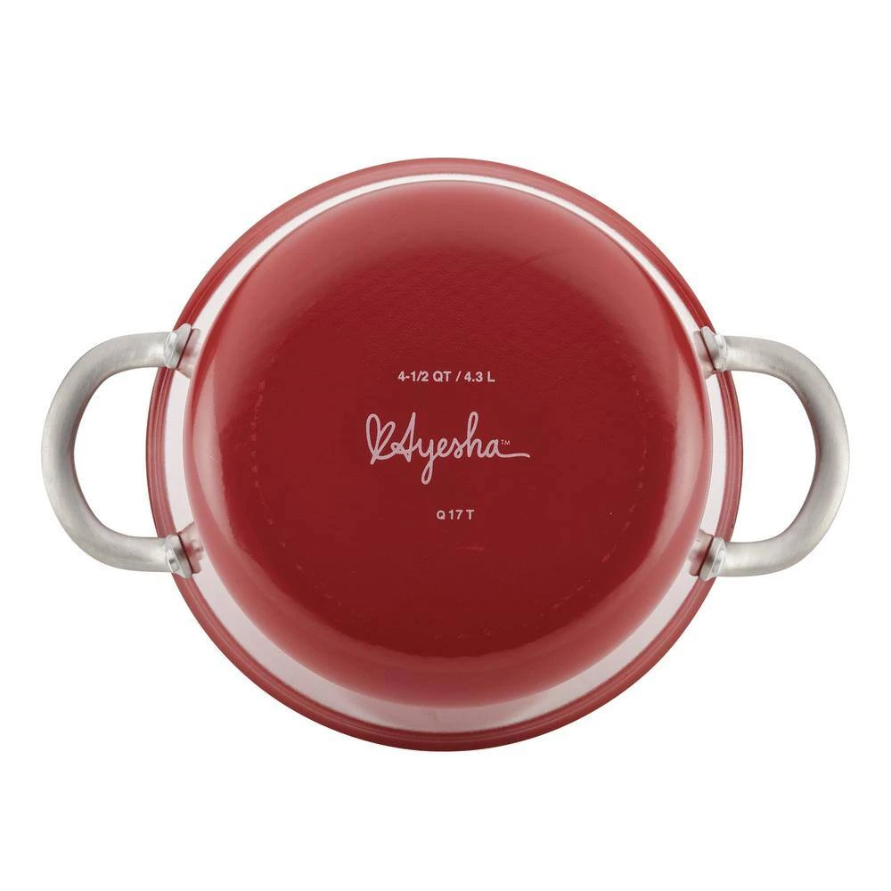 Home Collection 4.5 Qt. Porcelain Enamel Nonstick Covered Saucepot in Sienna Red by Ayesha Curry - Image 7
