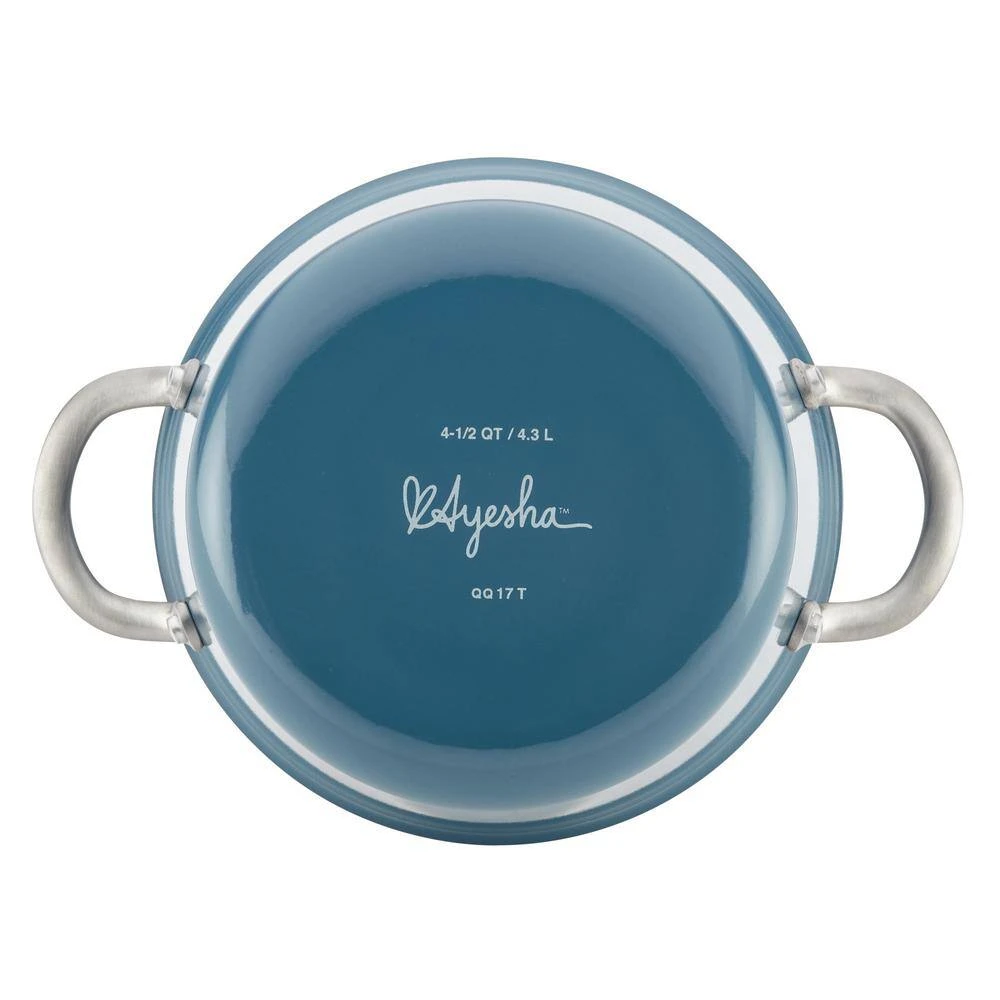 Home Collection 4.5 Qt. Twilight Teal Porcelain Enamel Non-Stick Covered Saucepot by Ayesha Curry - Image 8