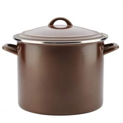 Home Collection 12 qt. Steel Nonstick Stock Pot in Brown Sugar with Lid by Ayesha Curry