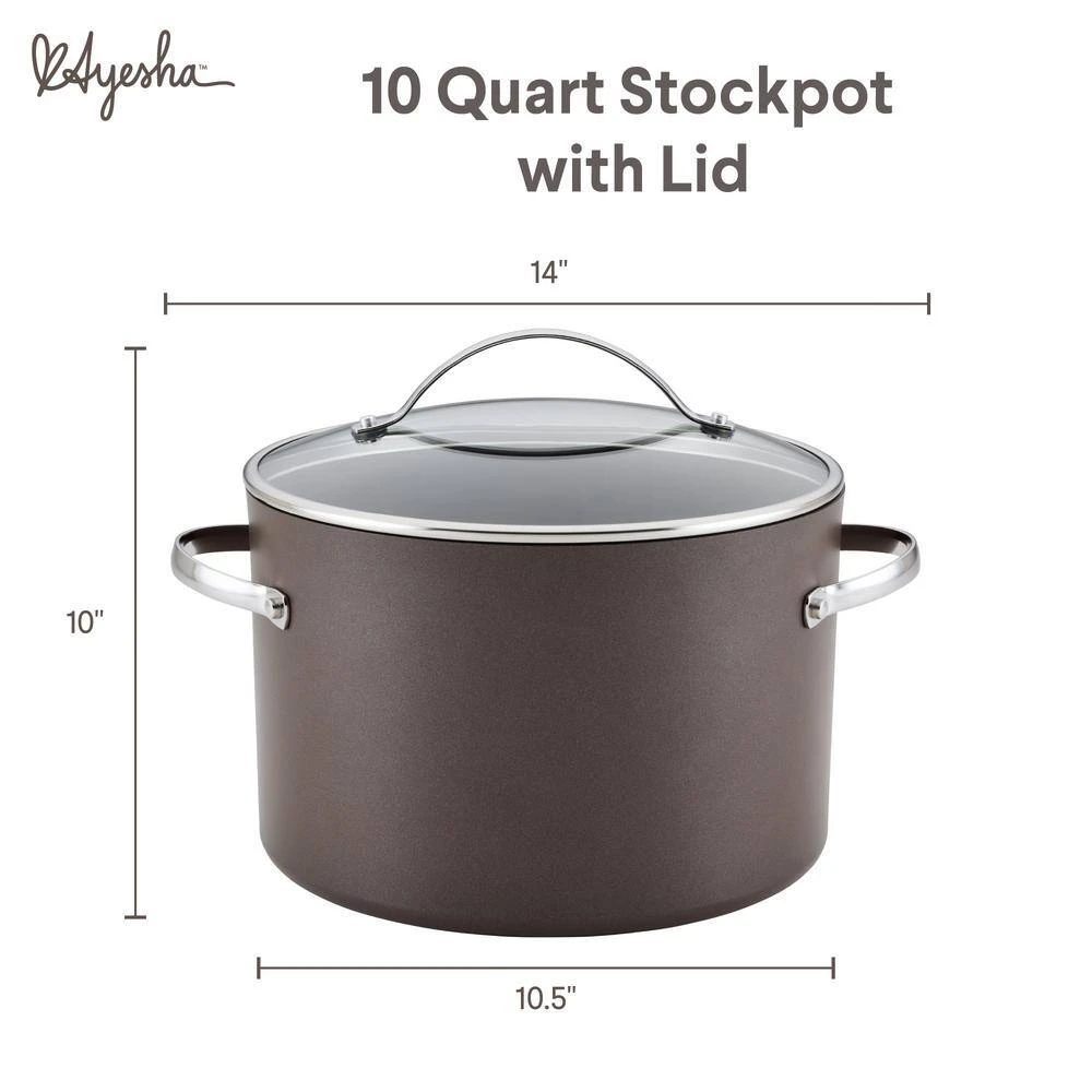 Professional 10 qt. Charcoal Hard Anodized Aluminum Nonstick Stockpot by Ayesha Curry - Image 8