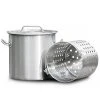 21 qt. Stainless Steel Stock Pot with Strainer Basket and Lid by Barton