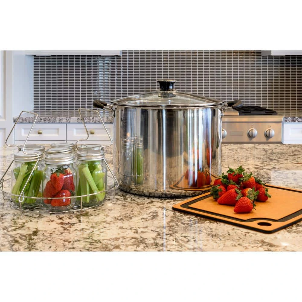 20 qt. Water Bath Silver Stainless Steel Gas Electric Stock Pots with Temperature Indicator and Canning Jars by Barton - Image 5