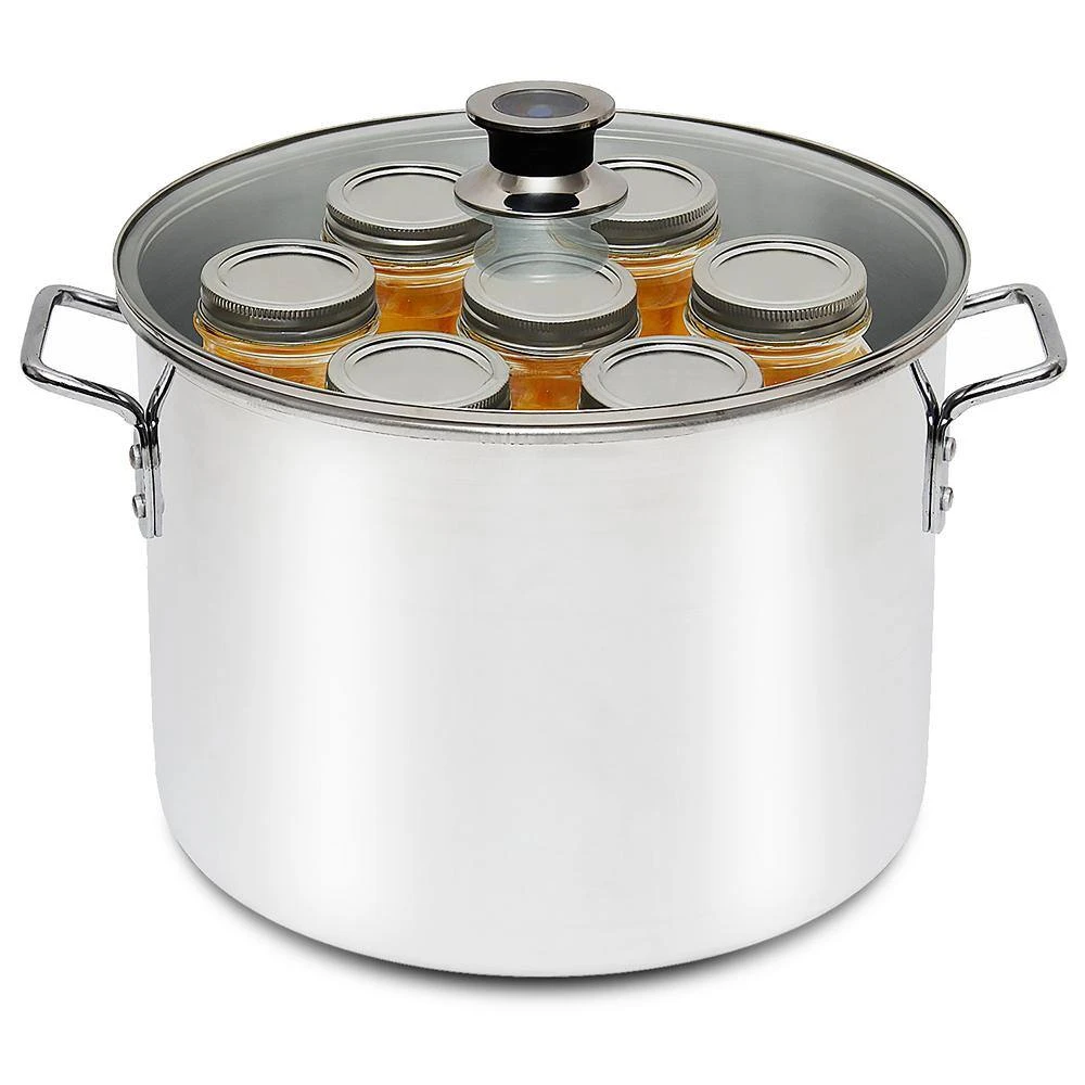 20 qt. Water Bath Silver Stainless Steel Gas Electric Stock Pots with Temperature Indicator and Canning Jars by Barton - Image 3