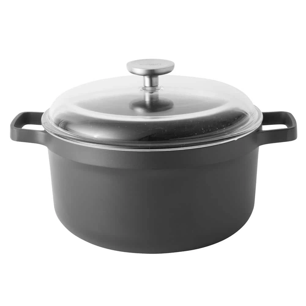 GEM 5.2 qt. Cast Aluminum Nonstick Stock Pot in Black with Glass Lid by BergHOFF