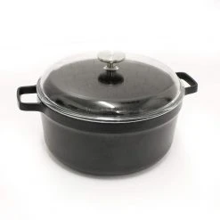GEM 7.7 qt. Cast Aluminum Nonstick Stock Pot in Black with Glass Lid by BergHOFF