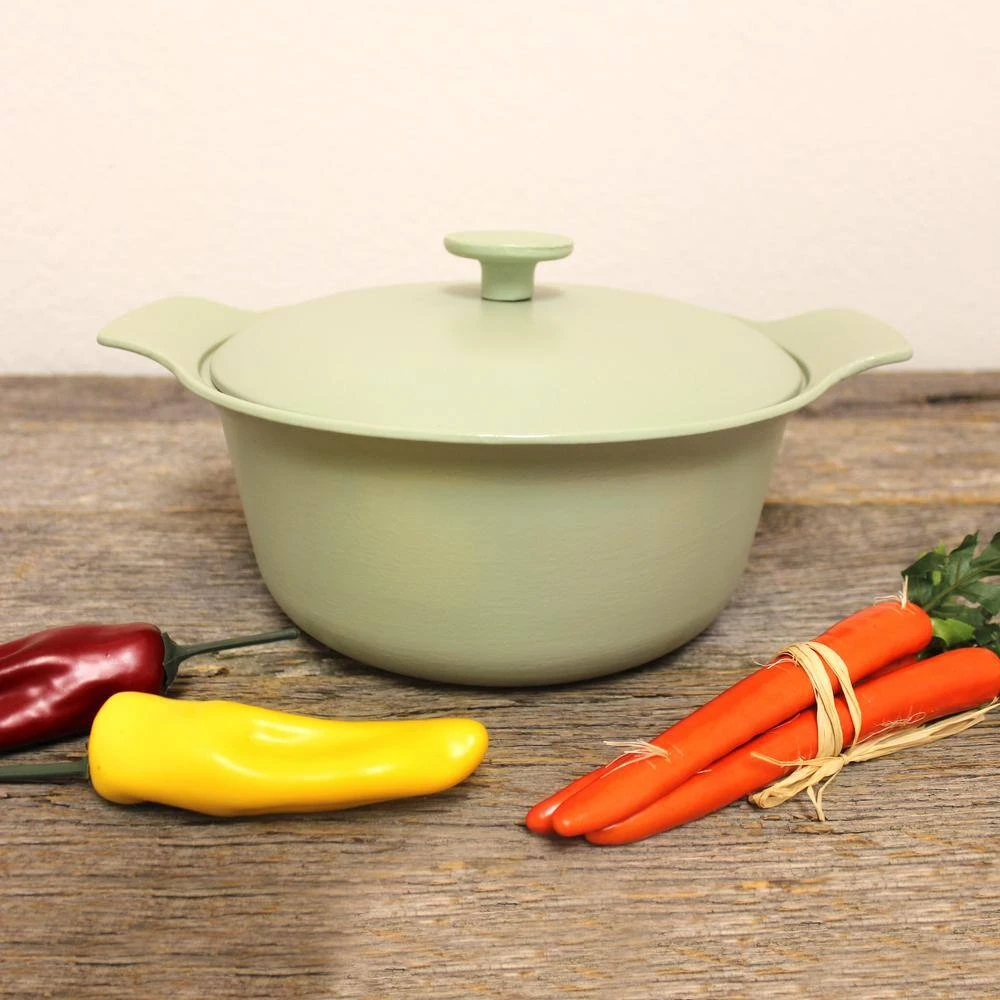 Ron 4.4 qt. Cast Iron Stock Pot in Green with Lid by BergHOFF - Image 7