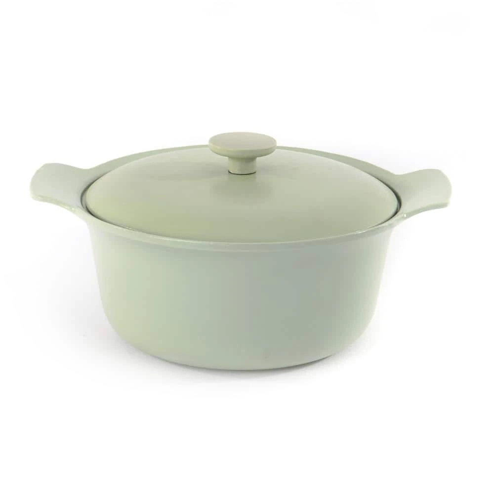 Ron 4.4 qt. Cast Iron Stock Pot in Green with Lid by BergHOFF