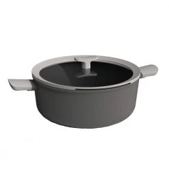 Leo 6.5 qt. Aluminum Nonstick Stock Pot in Grey with Glass Lid by BergHOFF