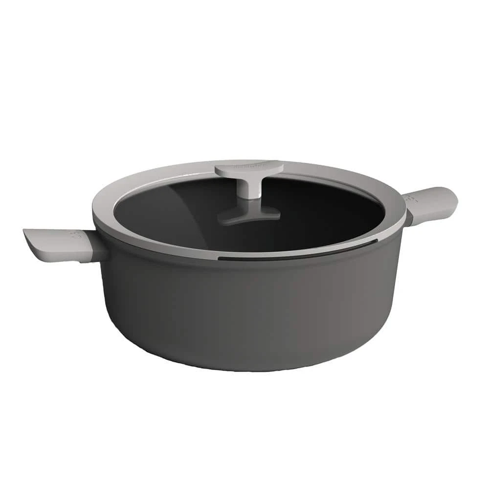 Leo 6.5 qt. Aluminum Nonstick Stock Pot in Grey with Glass Lid by BergHOFF