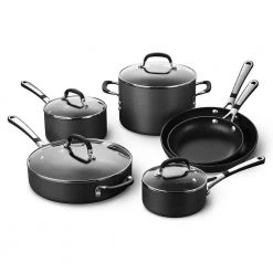 10-Piece Nonstick Aluminum Kitchen Cookware Set with Stay-Cool Handles, Black by Calphalon