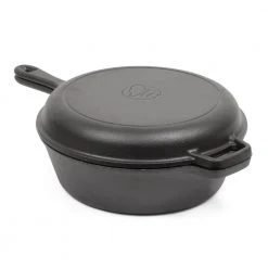 Pre-Seasoned 3 Qt. Cast Iron Dutch Oven with Skillet Lid by Commercial CHEF