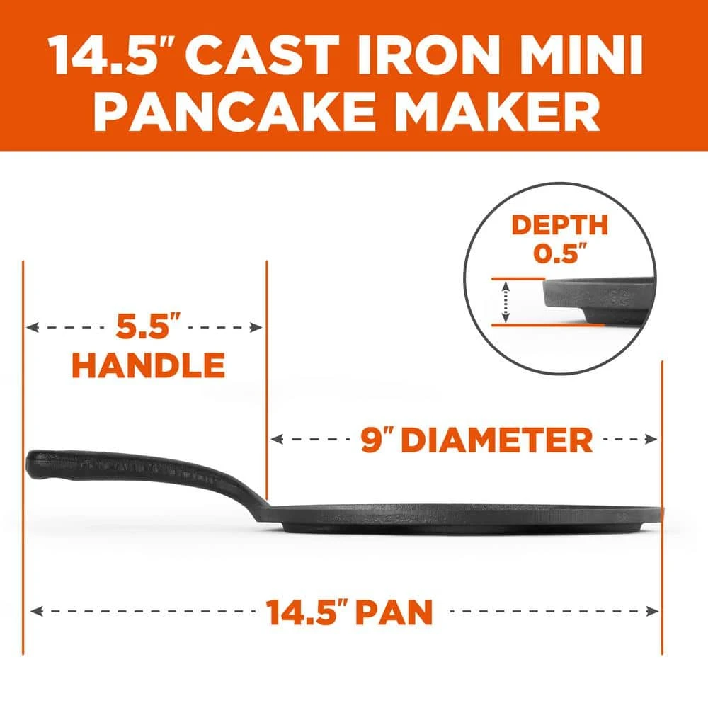 14.5 in. Pre-Seasoned Cast Iron Mini Pancake Maker by Commercial CHEF - Image 4
