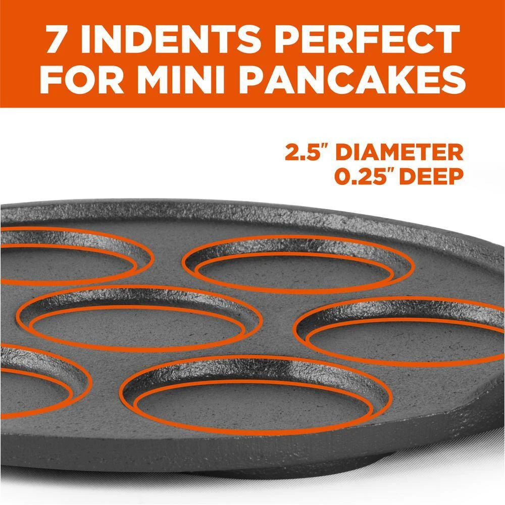 14.5 in. Pre-Seasoned Cast Iron Mini Pancake Maker by Commercial CHEF - Image 2