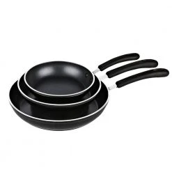 3-Piece Aluminum Nonstick Frying Pan Set in Black by Cook N Home
