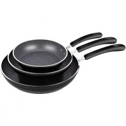 3-Pieces Frying Saute Pan Set with Non-stick Coating and Induction Compatible Bottom, 8 in. /10 in. /12 in. , Black by Cook N Home