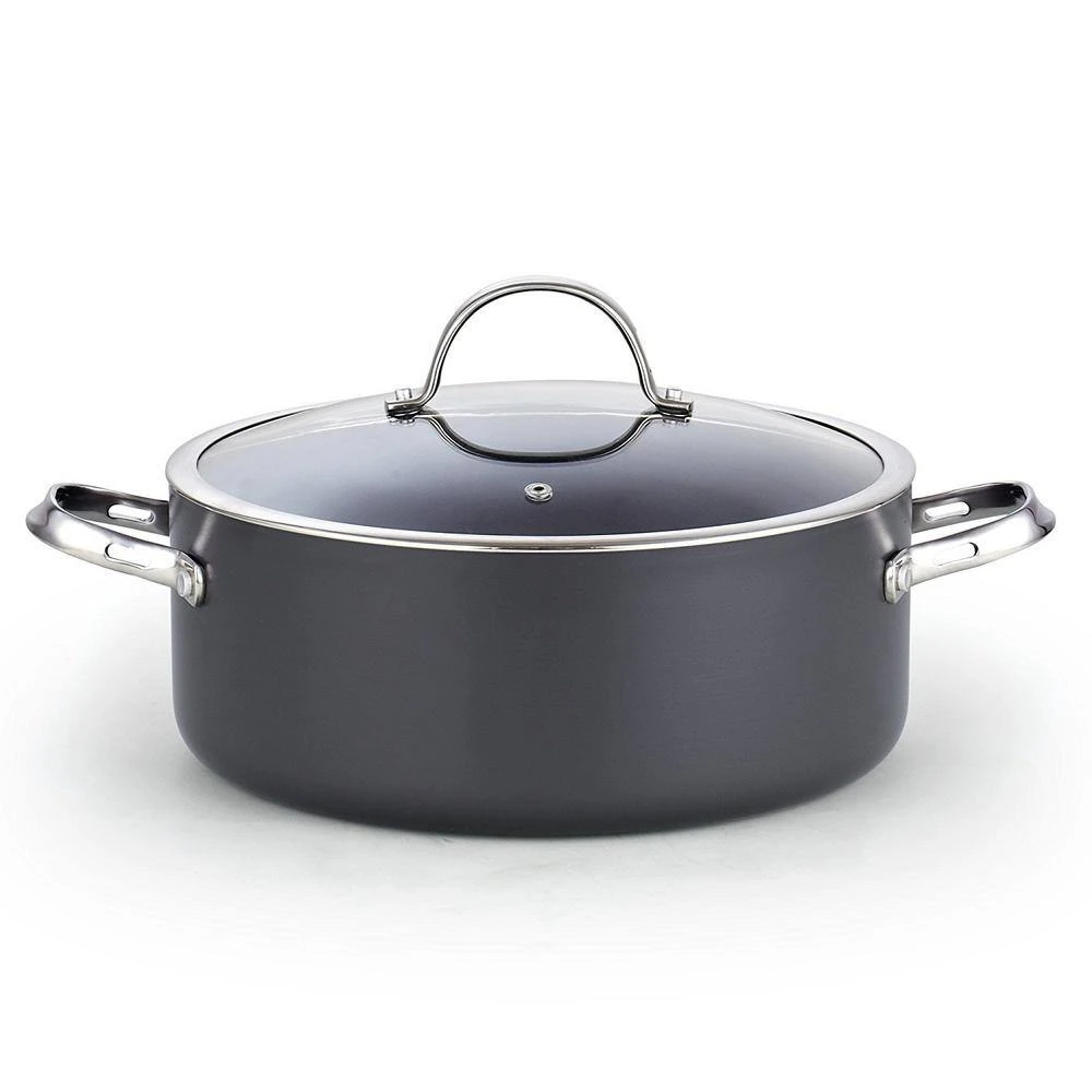 7 qt. Round Hard-Anodized Aluminum Nonstick Casserole Dish in Black with Glass Lid by Cooks Standard - Image 4