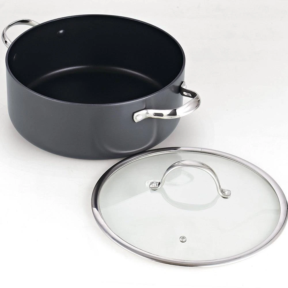7 qt. Round Hard-Anodized Aluminum Nonstick Casserole Dish in Black with Glass Lid by Cooks Standard - Image 2