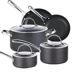 8- Piece Hard-Anodized Aluminum Nonstick Cookware Set in Black by Cooks Standard