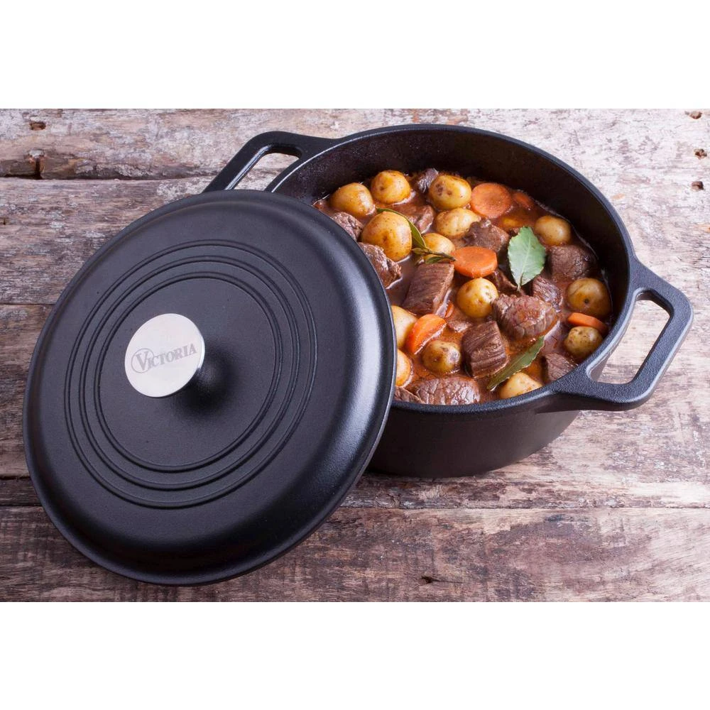 6Qt Dutch Oven made from Black Seasoned Cast Iron by Victoria - Image 6