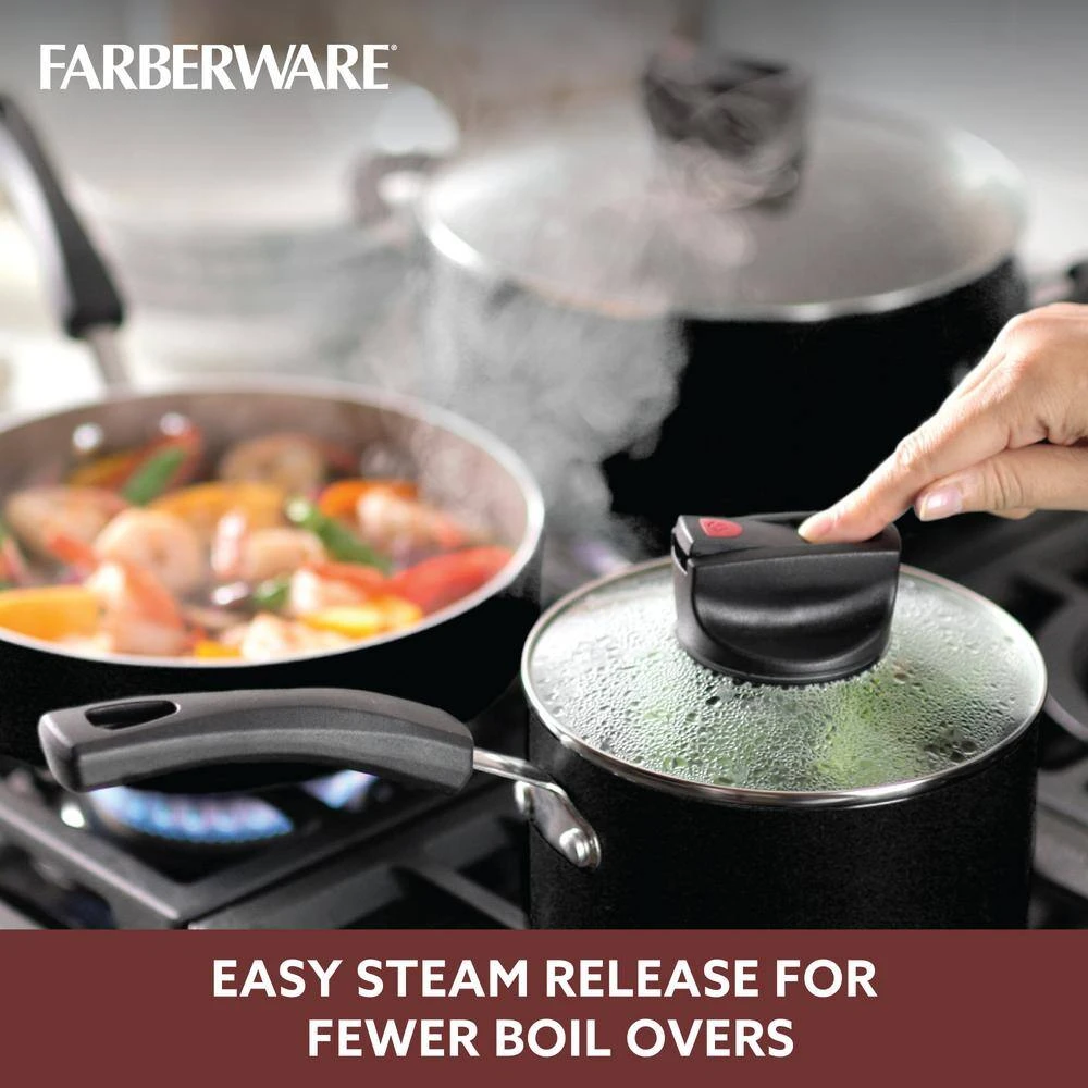 Farberware Black 14-Piece Smart Control Cookware Nonstick Pots and Pans Set - Image 5