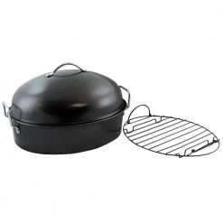 Kenmar 16 in. Carbon Steel Roaster Pan with High Dome Lide by Gibson Home
