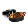 6.8 qt. Aluminum Nonstick Diamond Infused Coating Covered Oval Roasting Pan with Lid by GRANITESTONE