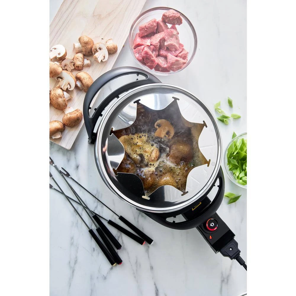 3 qt. Black Ceramic Non-Stick Multi-Use Fondue Pot Set with 8-Fondue Forks by GreenLife - Image 3