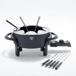 3 qt. Black Ceramic Non-Stick Multi-Use Fondue Pot Set with 8-Fondue Forks by GreenLife