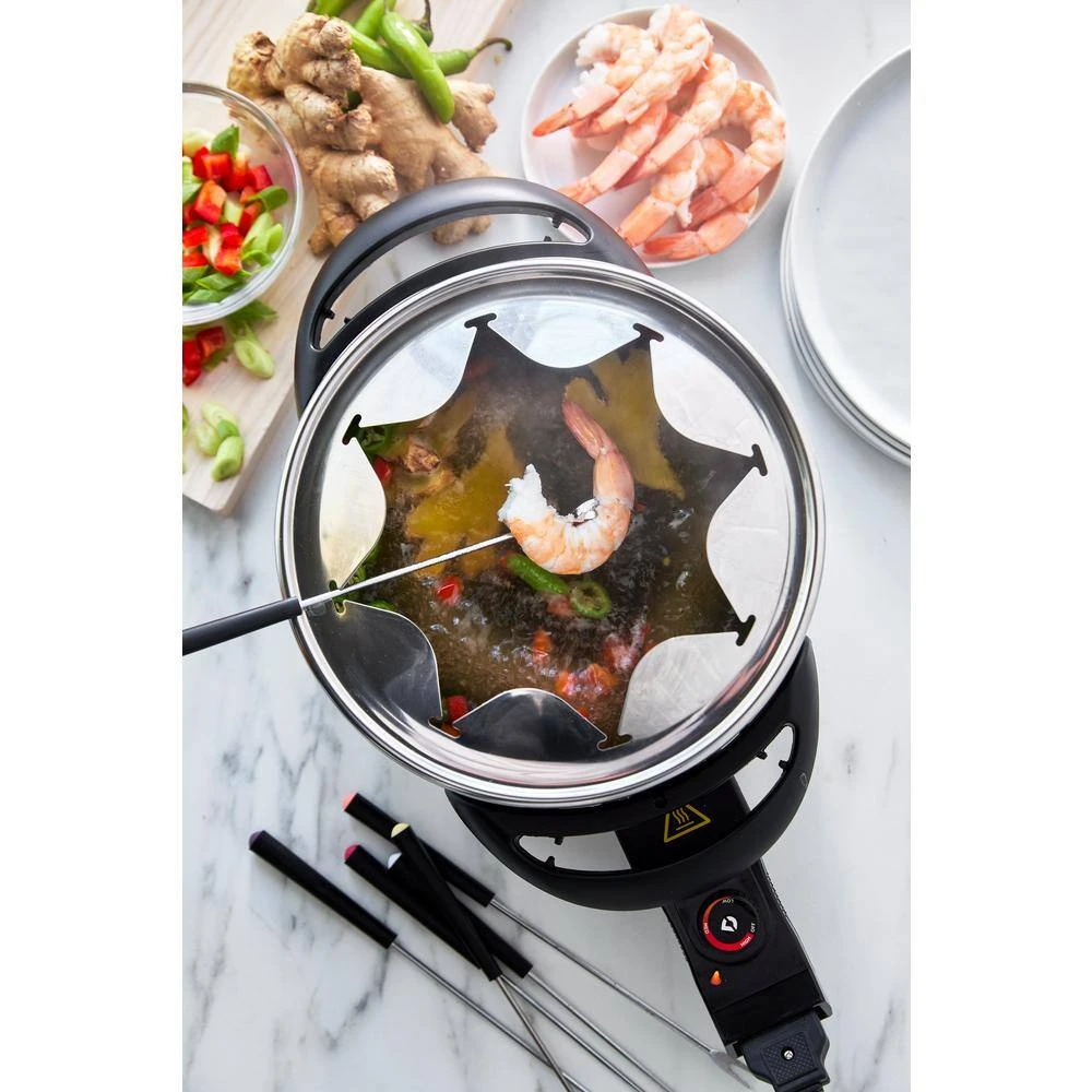 3 qt. Black Ceramic Non-Stick Multi-Use Fondue Pot Set with 8-Fondue Forks by GreenLife - Image 2