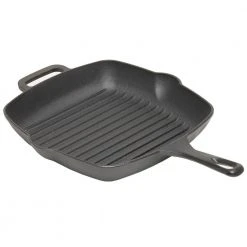 10 in. Pre-Seasoned Cast Iron Square Grill Pan by Home Basics