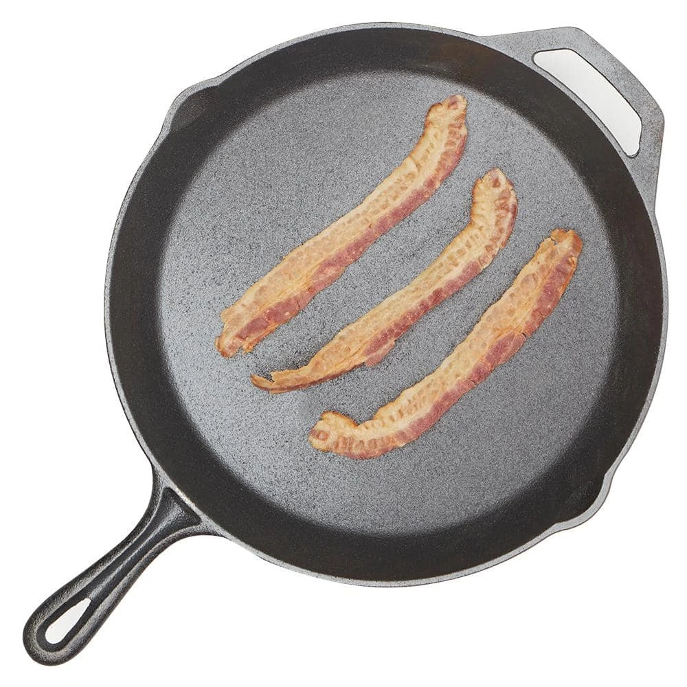 12 in. Pre-Seasoned Cast Iron Skillet with Pour Spouts by Home Basics - Image 3