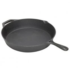 12 in. Pre-Seasoned Cast Iron Skillet with Pour Spouts by Home Basics
