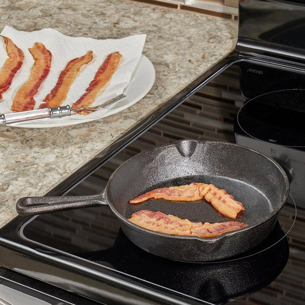 8 in. Pre-Seasoned Cast Iron Skillet with Pour Spouts by Home Basics - Image 4