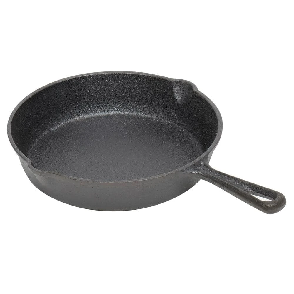 8 in. Pre-Seasoned Cast Iron Skillet with Pour Spouts by Home Basics