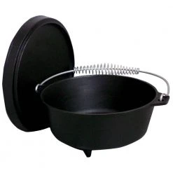 Pre-seasoned 8 qt. Round Cast Iron Dutch Oven in Black with Lid by King Kooker