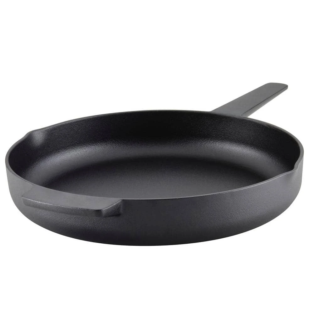 Seasoned Cast Iron 12 in. Cast Iron Frying Pan Black by KitchenAid