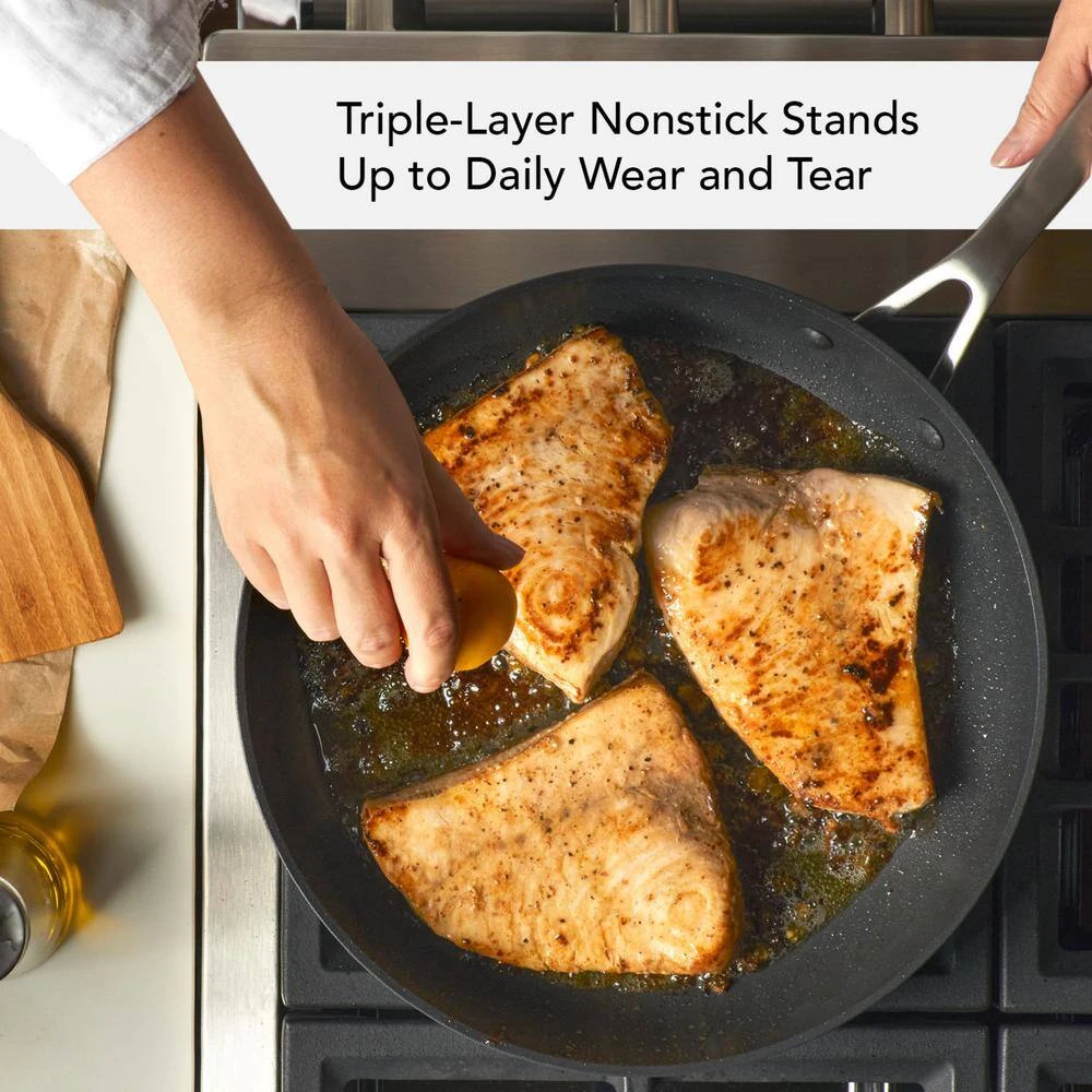 12.25 in. Hard-Anodized Induction Aluminum Nonstick Frying Pan with Lid Black Matte by KitchenAid - Image 6