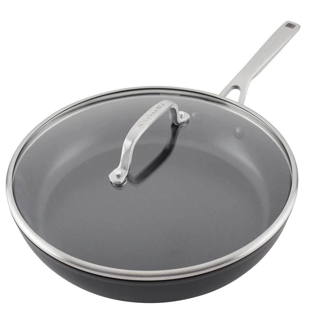 12.25 in. Hard-Anodized Induction Aluminum Nonstick Frying Pan with Lid Black Matte by KitchenAid - Image 8