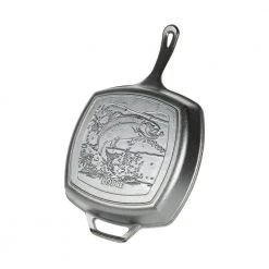 Wildlife Series 10.5 in. Square Cast Iron Fish Grill Pan by Lodge