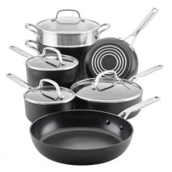11-Piece Hard Anodized Aluminum Nonstick Cookware Set Black by KitchenAid