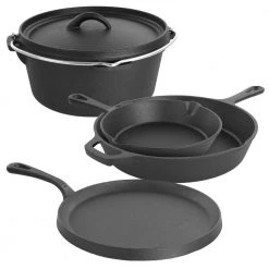 Pre-Seasoned 5-Piece Cast Iron Cookware Set by MegaChef