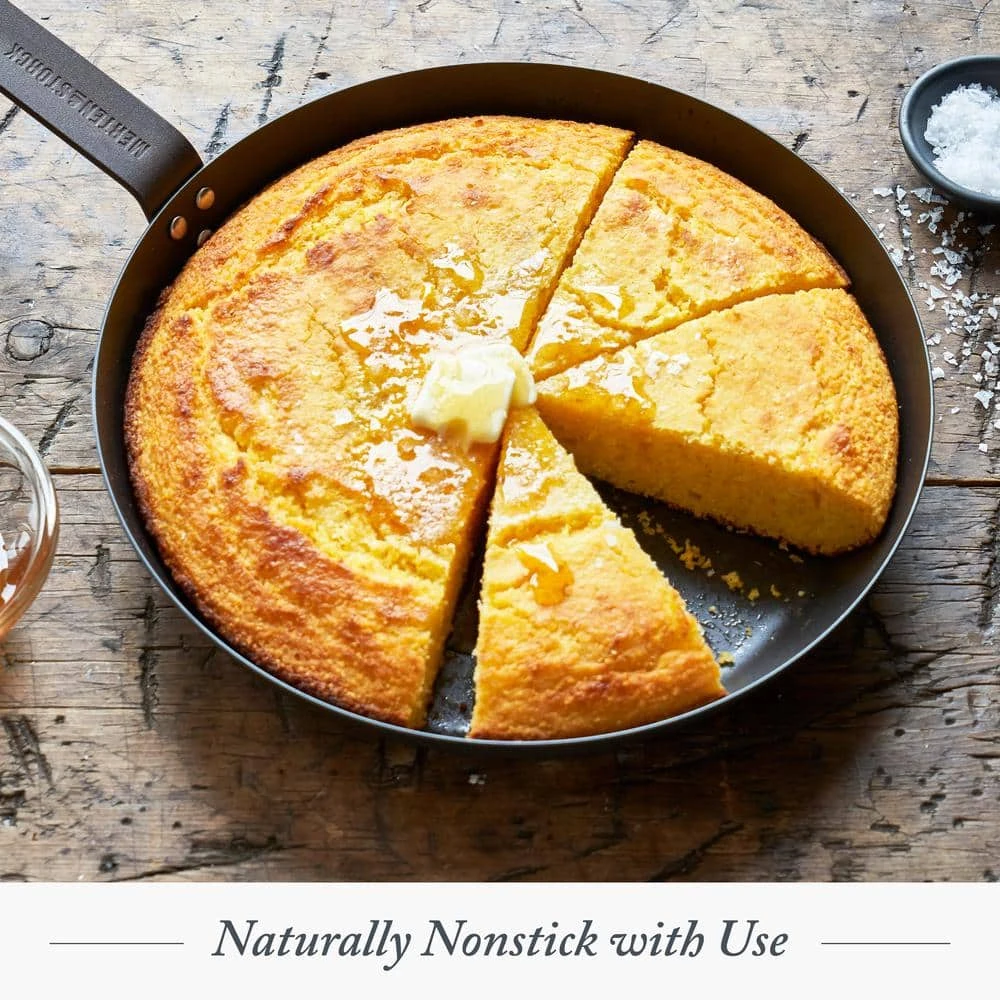 12 in. Black Carbon Steel Open Frying Pan by Merten & Storck - Image 4